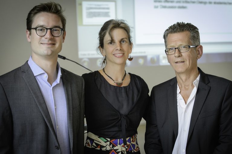 Preisträger Jun. Prof. Dr. Nicolas Detering, Prof. Dr. Kirsten Mahlke, Prof. Dr. Albrecht Koschorke